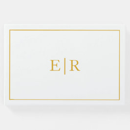 Livro De Visitas Casamento de Monograma de Ouro Simples Elegante