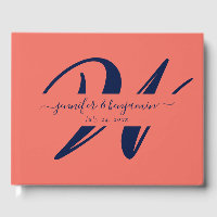Casamento de Monograma de Script de Coral Azul-Mar
