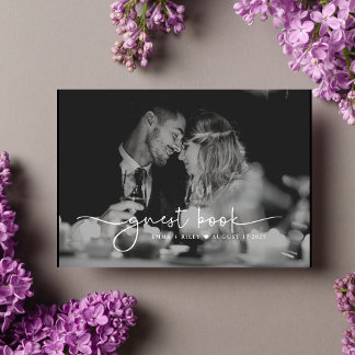Livro De Visitas Casamento de Monograma de Script de Foto Minimalis