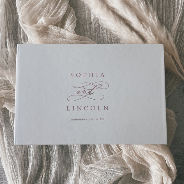 Livro De Visitas Casamento de Monograma Dourado com Rosa romântica (Criador carregado)