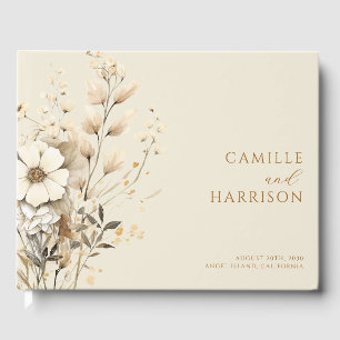Livro De Visitas Casamento de Monograma Floral Elegante Boho
