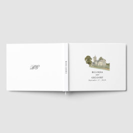 Livro De Visitas Casamento de Monograma Tradicional com Igreja de C