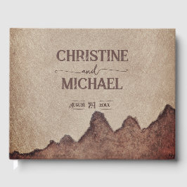 Livro De Visitas Casamento de montanhas castanhas com papel rústico