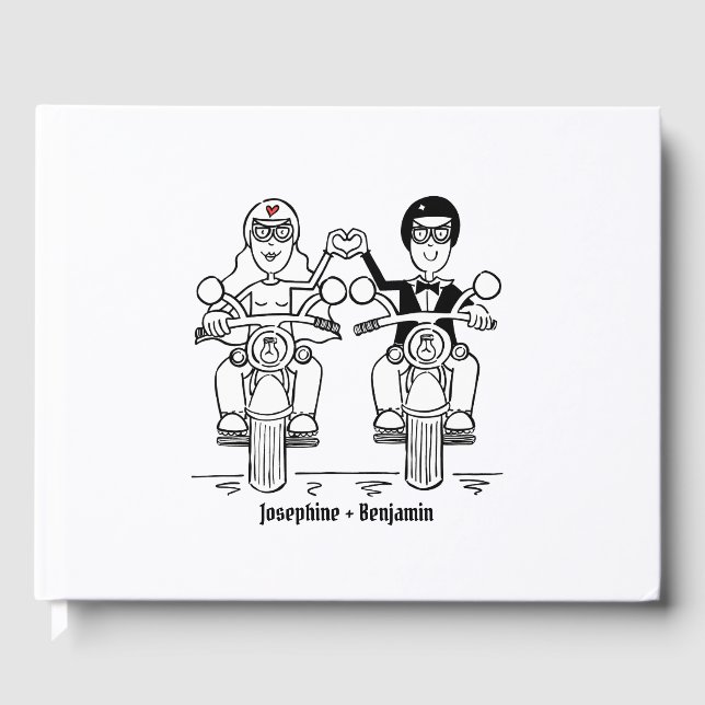 Livro De Visitas Casamento de motocicleta personalizado Biker (Frente)