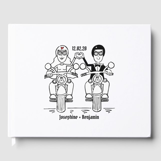 Livro De Visitas Casamento de motocicleta personalizado Biker (Frente)