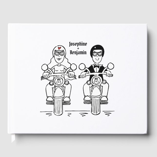 Livro De Visitas Casamento de motocicleta personalizado Biker (Frente)
