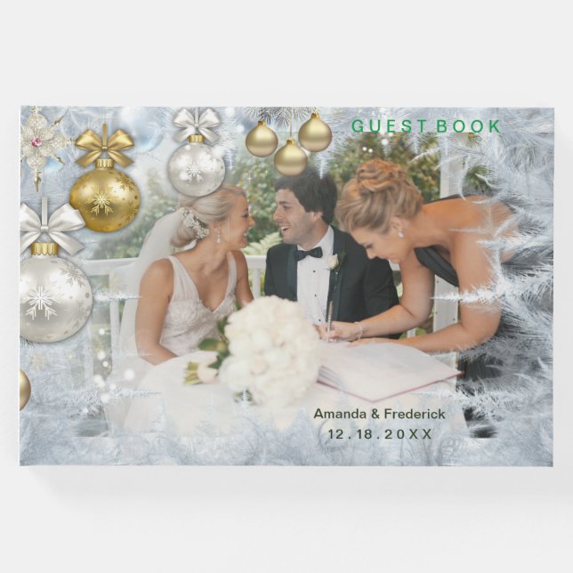 Livro De Visitas Casamento de Natal Branco (Frente)