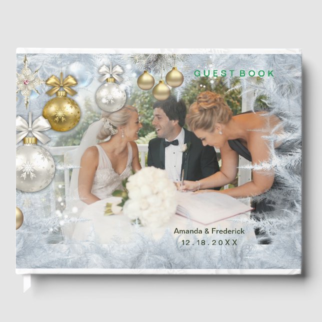 Livro De Visitas Casamento de Natal Branco (Frente)