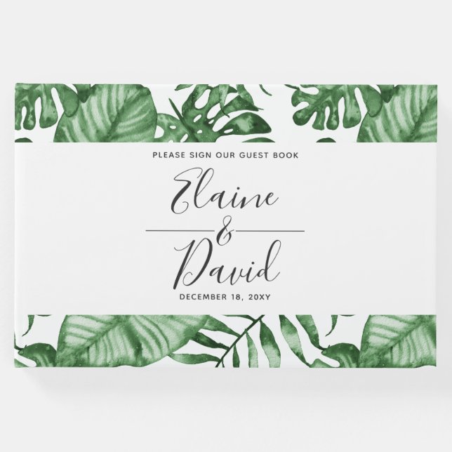 Livro De Visitas Casamento de Natureza Tropical Botânica (Frente)