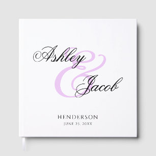 Livro De Visitas Casamento de Nome Personalizado Roxo Claro Minimal