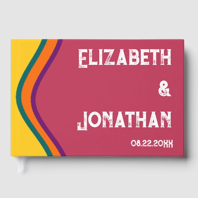 Livro De Visitas Casamento de Ondas Retro-Sudoeste (Frente)