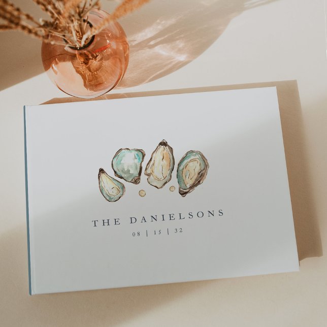 Livro De Visitas Casamento de Ostras Costeiras de Aquarelas (Criador carregado)