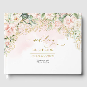Livro De Visitas Casamento de ouro de rosas claro de boho opulente