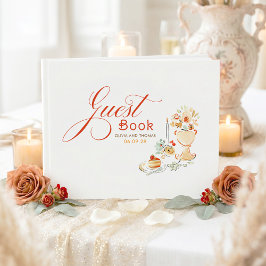Livro De Visitas Casamento de outono caprichoso com flores desenhad
