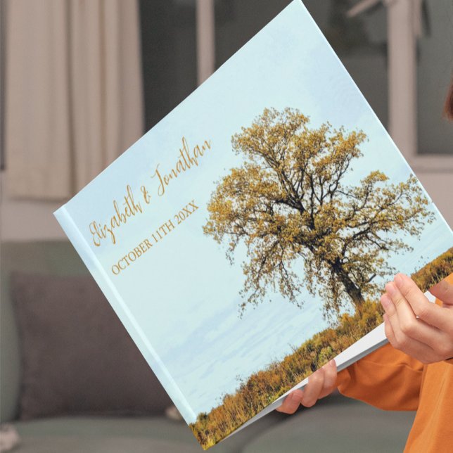 Livro De Visitas Casamento de Outono sob Carvalho Rústico (Criador carregado)