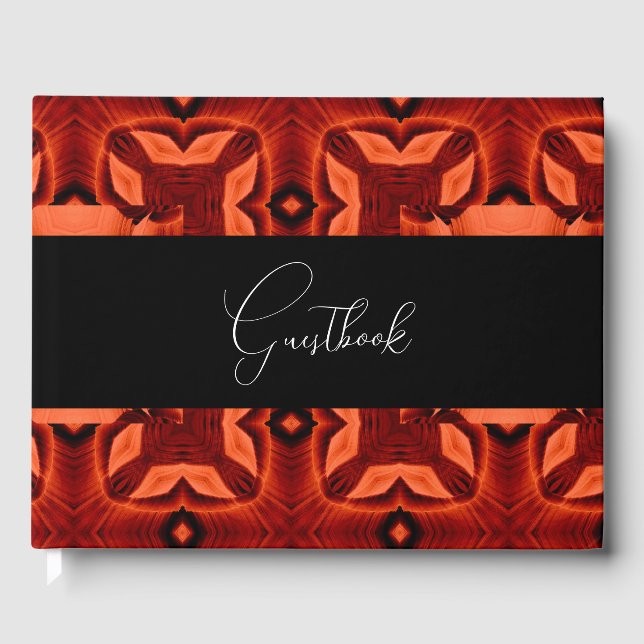 Livro De Visitas Casamento de padrão Abstrato de laranja escuro (Frente)
