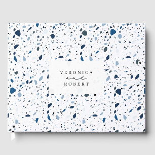 Livro De Visitas Casamento de Padrão de Terrazzo Azul de Cobalt Sto