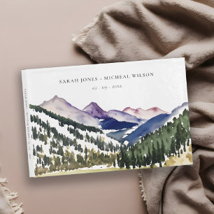 Livro De Visitas Casamento de Paisagem com Aquarela de Montanha Roc