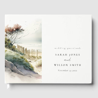 Livro De Visitas Casamento de paisagens de praia de areia costeira