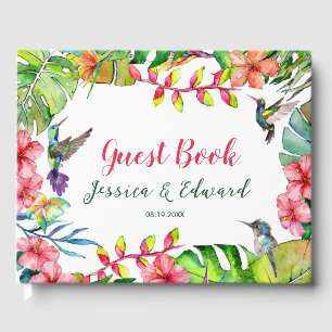 Livro De Visitas Casamento de Paraíso Floral Tropical Watercolor