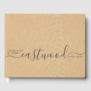 Livro De Visitas Casamento de Peach Monograma de Casamento