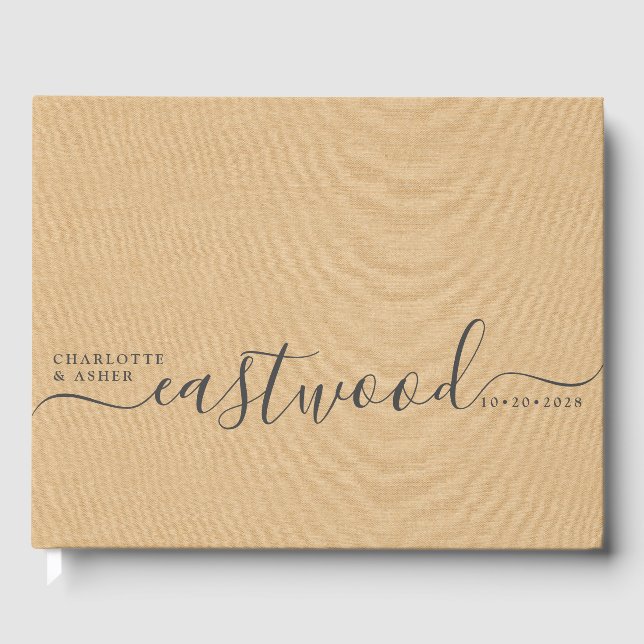 Livro De Visitas Casamento de Peach Monograma de Casamento (Frente)