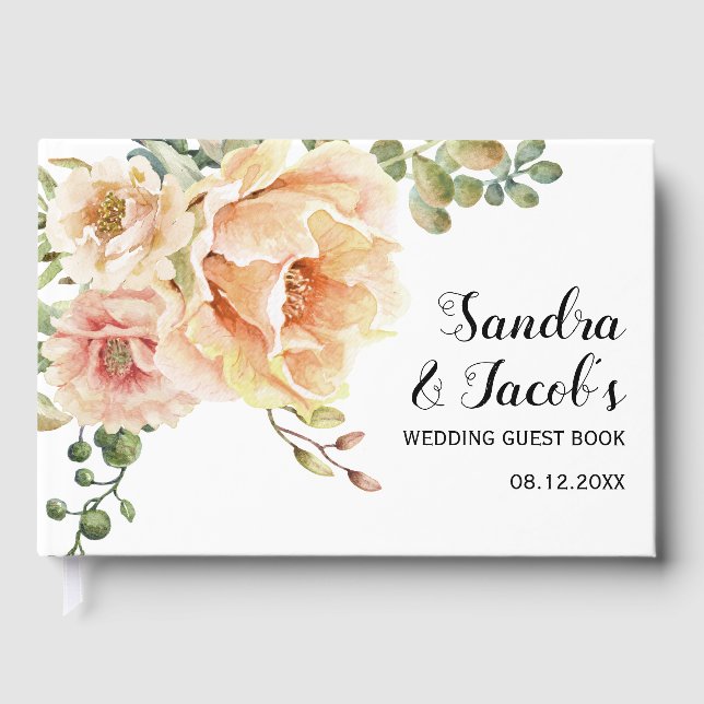 Livro De Visitas Casamento de pessegueiros e flores aquáticas (Frente)