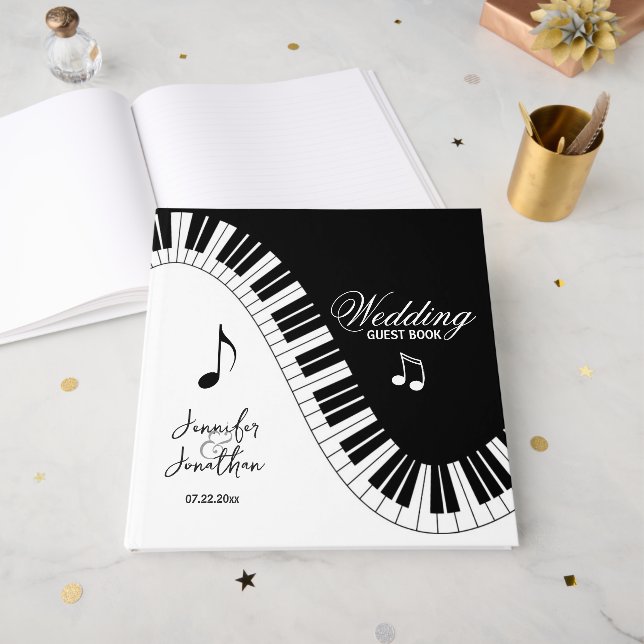 Livro De Visitas Casamento de Piano Keys, Músicos Criativos (Frente aberta)