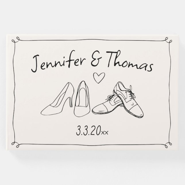 Livro De Visitas Casamento de Porodle com Calçados Desenhados pela  (Frente)