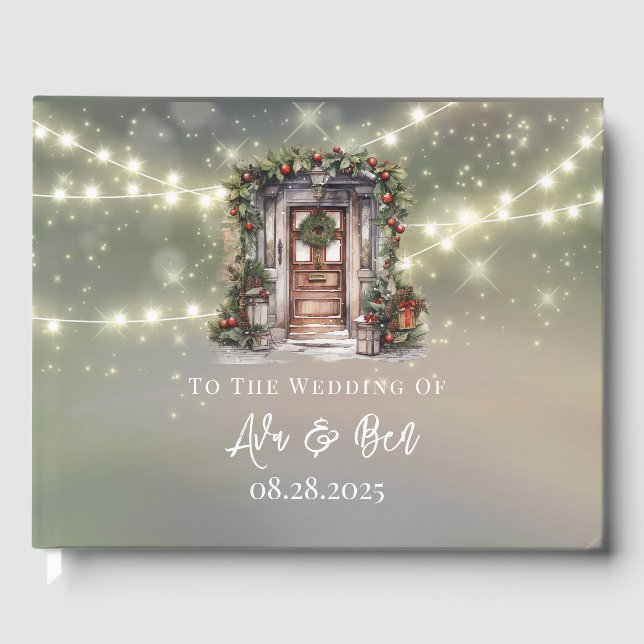 Livro De Visitas Casamento de Portas Vermelhos Verdes Decoradas (Frente)