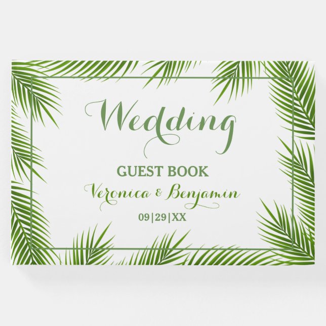Livro De Visitas Casamento de Praia de Palmeiras Tropicais (Frente)