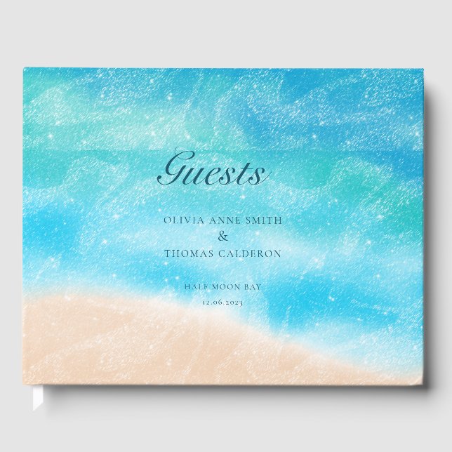 Livro De Visitas Casamento de Praia do Sandy Ocean Sandy Ocean, Mod (Frente)