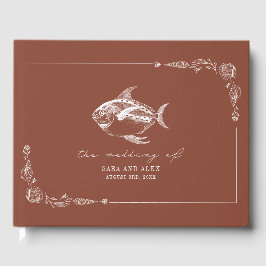 Livro De Visitas Casamento de Praia Rustic Fish Terracotta