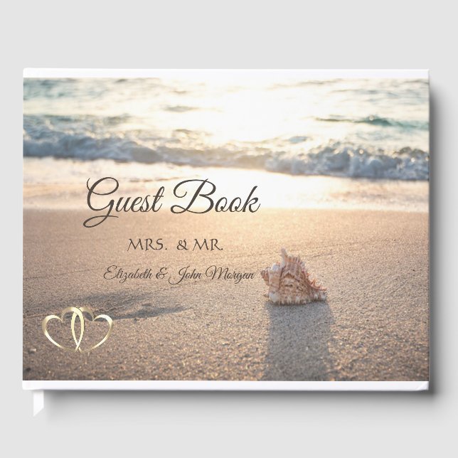Livro De Visitas Casamento de Praia,Seashell (Frente)