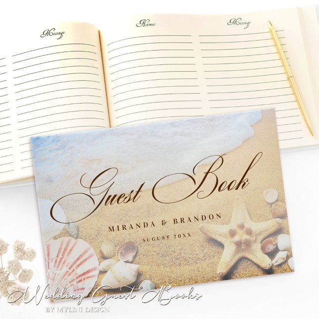 Livro De Visitas Casamento de Praia Tropical de Starfish Elegante (Criador carregado)
