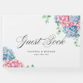 Livro De Visitas Casamento de primavera com Hydrangeas de Cor Azul