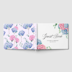 Livro De Visitas Casamento de primavera com Hydrangeas de Cor Azul