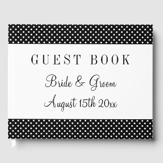 Livro De Visitas Casamento de rico preto e bolinhas branco personal