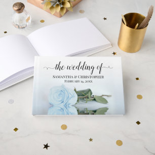 Livro De Visitas Casamento de Rosa azul empoeirado Elegante