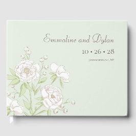 Livro De Visitas Casamento de Rosa Branca Verde Salvia