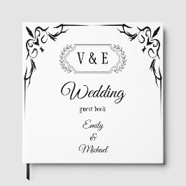 Livro De Visitas Casamento de Rosa preto elegante
