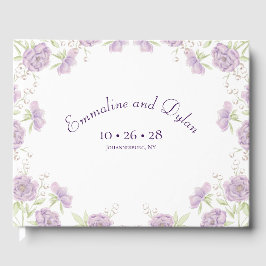 Livro De Visitas Casamento de Rosa Roxa Lavanda