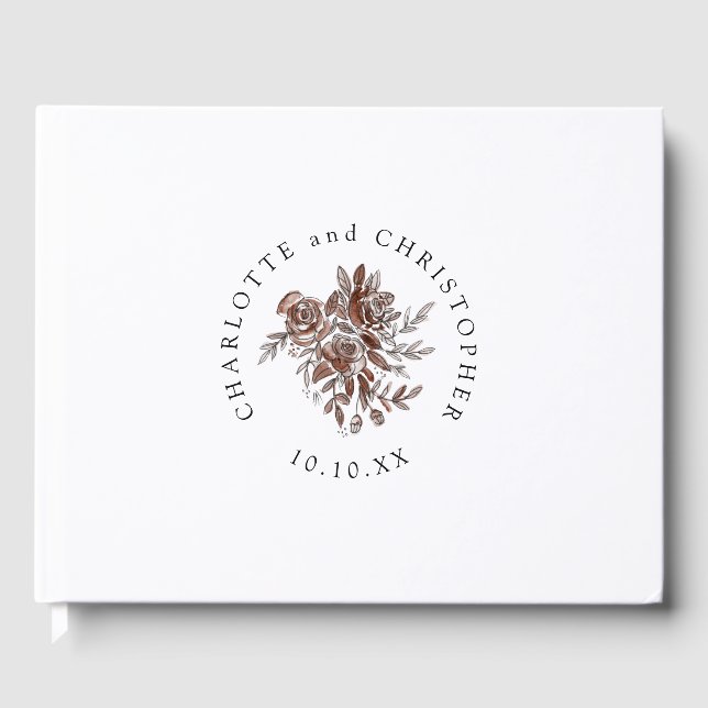 Livro De Visitas casamento de rosas cor-de-água rosa-claro (Frente)