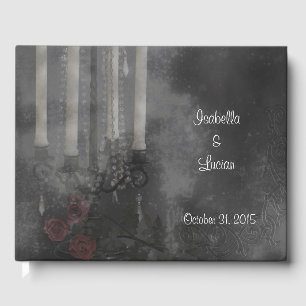 Livro De Visitas Casamento de Rosas de luz de velas brilhantes gót
