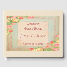 Livro De Visitas Casamento de Rosas Elegante Vintage