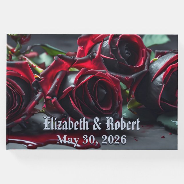 Livro De Visitas Casamento de Rosas góticos (Frente)