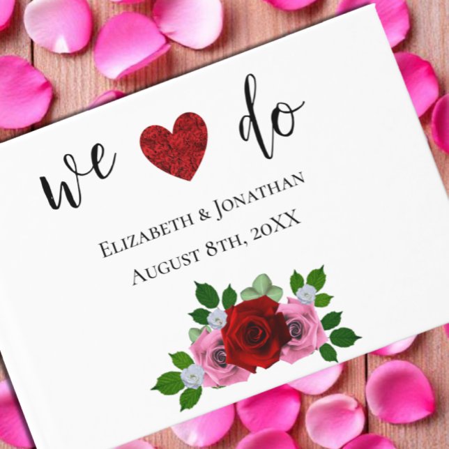 Livro De Visitas Casamento de Rosas Vermelhas e Rosa (Criador carregado)