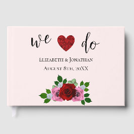 Livro De Visitas Casamento de Rosas Vermelhas e Rosa