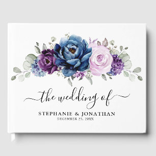 Livro De Visitas Casamento de Sangue Lilac Marinho Roxo Dusty Blue
