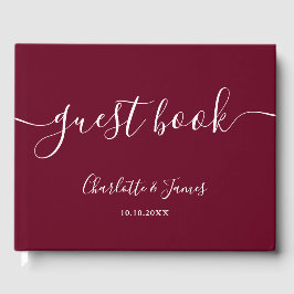 Livro De Visitas Casamento de Script de Assinatura Burgundy